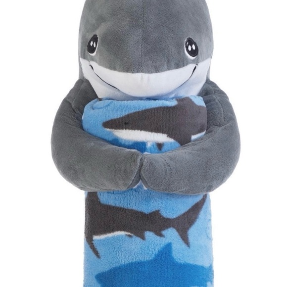 16” Shark Huggable Plush + 50” by 60” Throw Set. - Picture 6 of 9